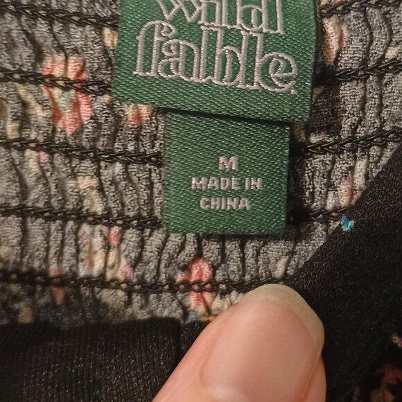 Wild Fable/Mini Dress/Women/M/Black Floral/Spaghetti Strap Sundress - Picture 3 of 11